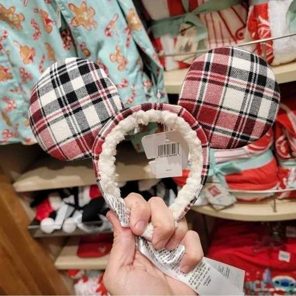 Mickey Mouse Plaid Christmas Ear Headband